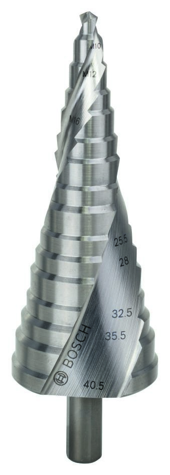 Bosch Professional Accesorios 2608587427 Brocas escalonadas HSS M10-M40 con mango de 3 estrías (para prensaestopas)