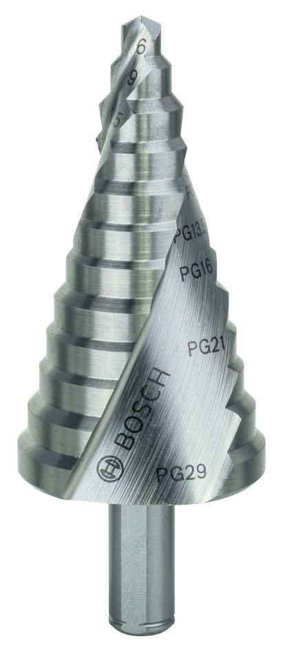 Bosch Professional Accesorios 2608587428 Brocas escalonadas HSS 6-37 mm Mango de 3 estrías (para prensaestopas)