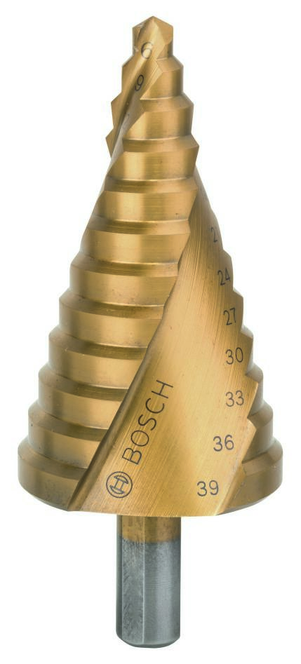 Bosch Professional Accesorios 2608587431 Brocas escalonadas HSS-TiN 6-39 mm Mango de 3 estrías