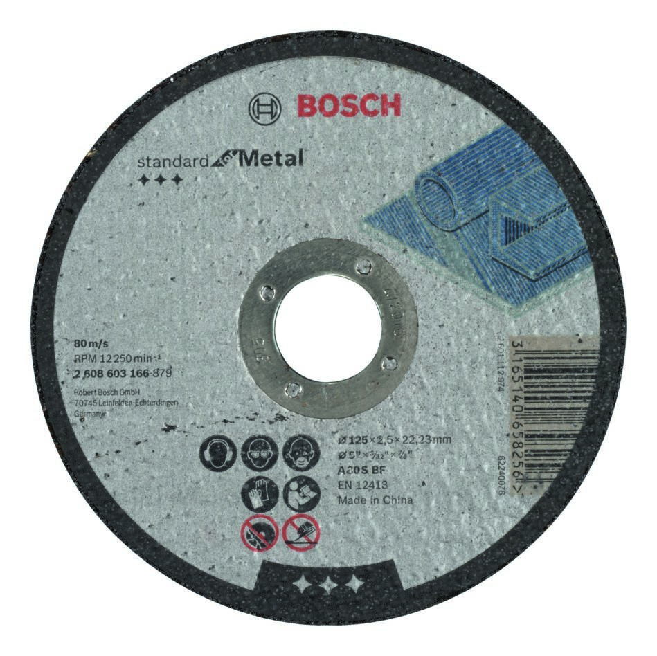 Bosch Professional Accesorios 2608603166 Disco de corte recto Estándar para metal A 30 S BF, 125 mm, 22,23 mm, 2,5 mm