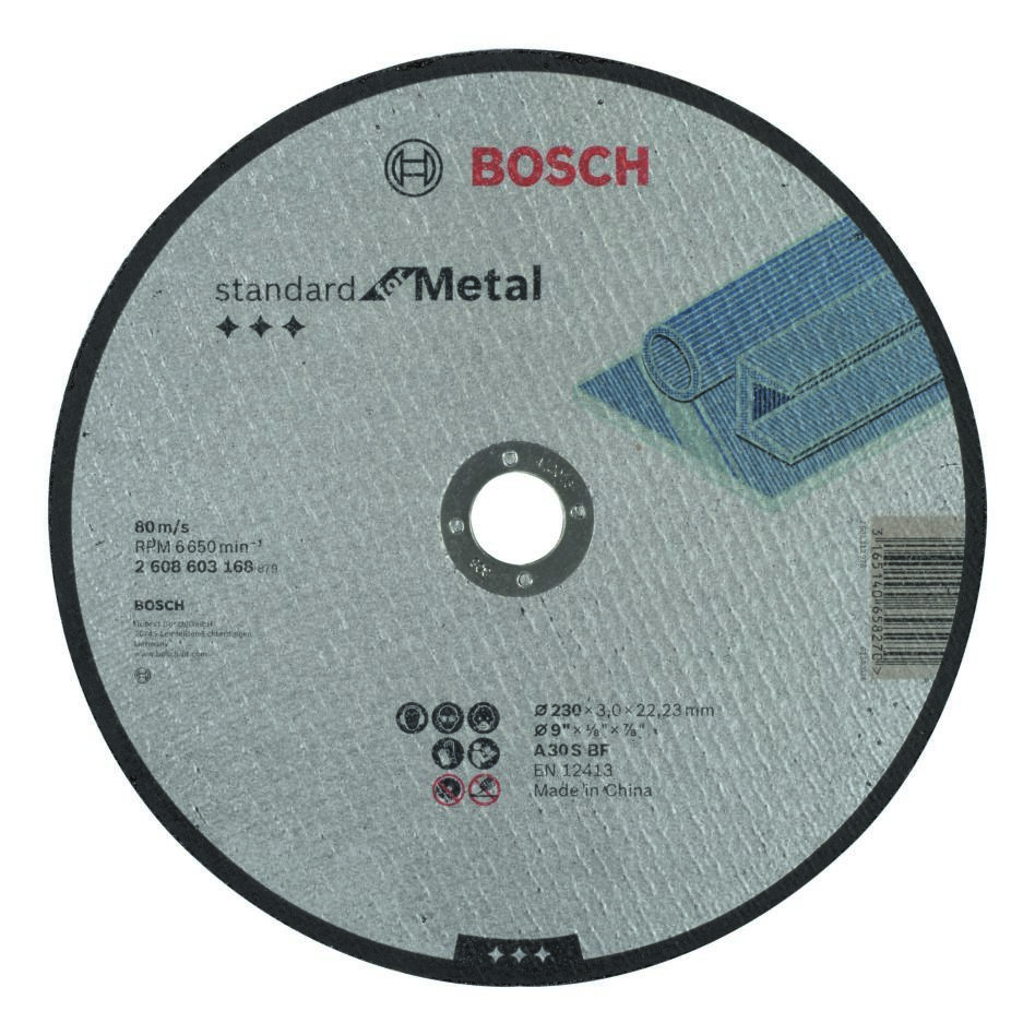 Bosch Professional Accesorios 2608603168 Disco de corte recto Estándar para Metal A 30 S BF, 230 mm, 22.23 mm, 3.0 mm