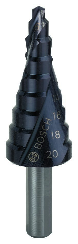Bosch Professional Accesorios 2608588066 Brocas escalonadas HSS-AlTiN 4-20 mm Mango de 3 estrías