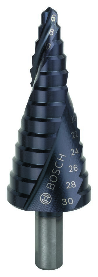 Bosch Professional Accesorios 2608588067 Brocas escalonadas HSS-AlTiN 6-30 mm Mango de 3 estrías