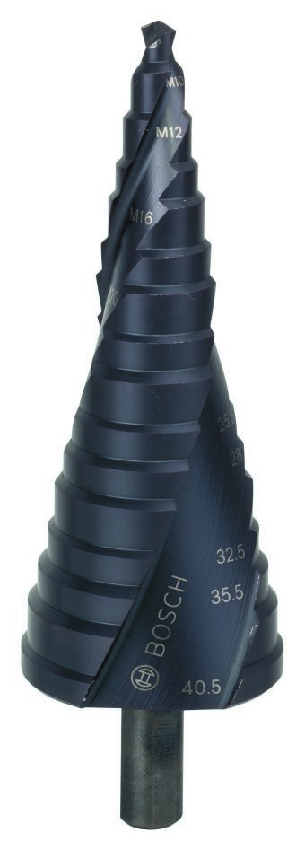Bosch Professional Accesorios 2608588071 Brocas escalonadas HSS-AlTiN M10-M40 Mango de 3 estrías (para prensaestopas)