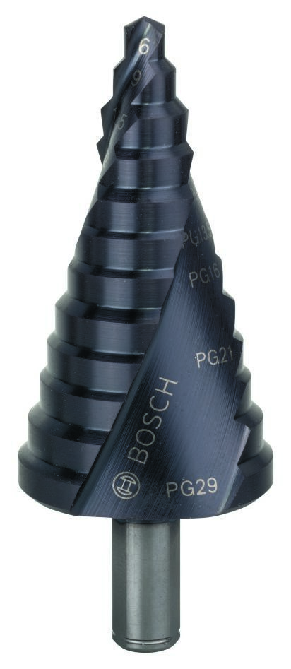 Bosch Professional Accesorios 2608588072 Brocas escalonadas HSS-AlTiN 6-37 mm Mango de 3 estrías (para prensaestopas)