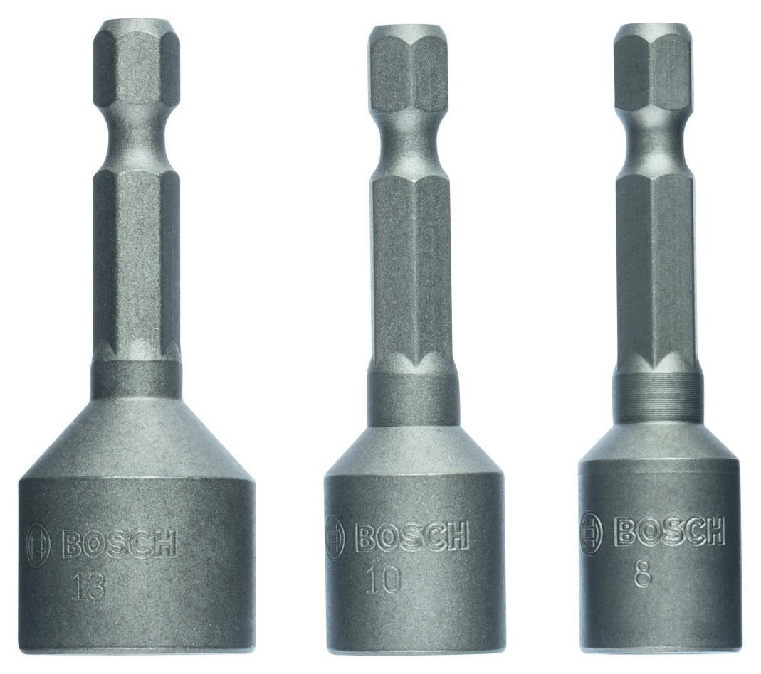 Bosch Professional Accesorios 2608551078 Juego de llaves de vaso de 3 piezas 50 mm, 8, 10, 13 mm