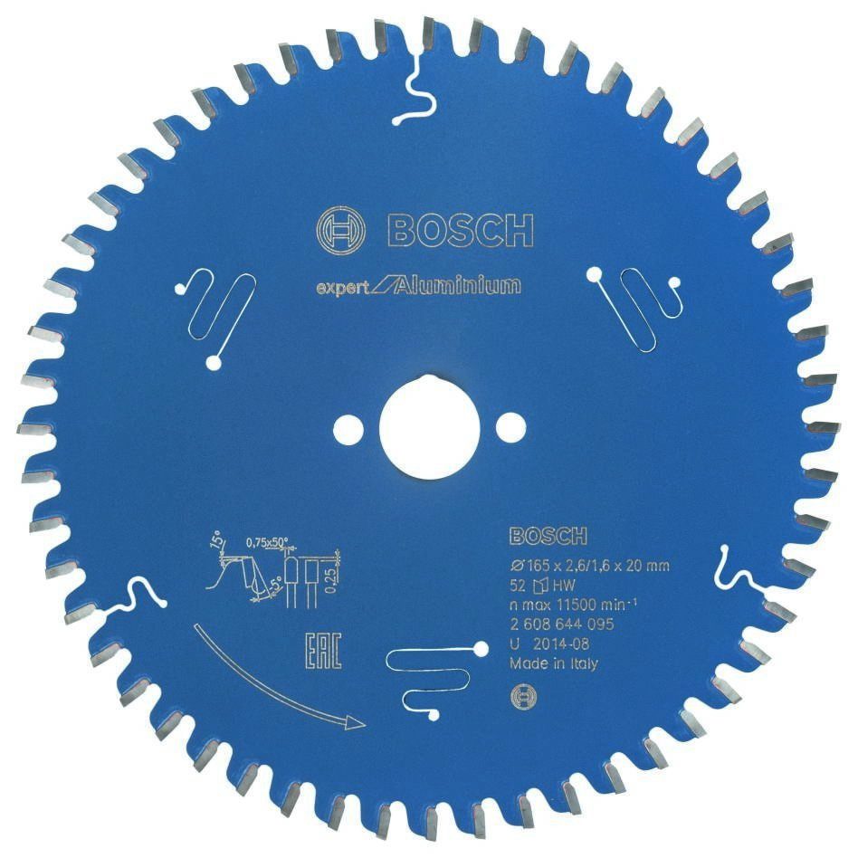 Bosch Professional Accesorios 2608644095 Hoja de sierra circular de metal duro Expert para aluminio 165 x 20 x 52T