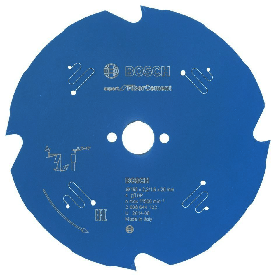 Bosch Professional Accesorios 2608644122 Hoja de sierra circular de metal duro Fibrocemento Expert 165 x 20 x 4T
