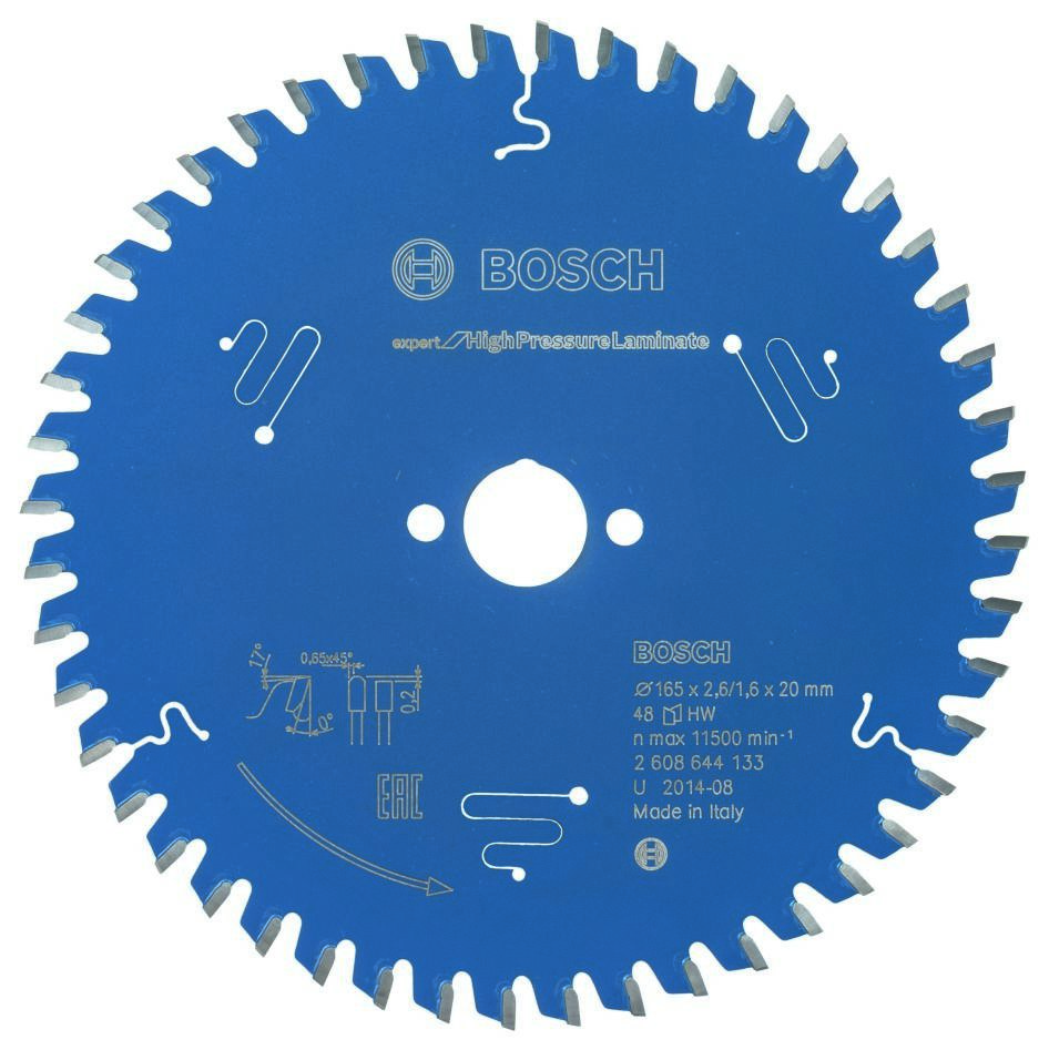 Bosch Professional Accesorios 2608644133 Sierra circular de metal duro Expert para laminado de alta presión 165 x 20 x 48T 2608644133
