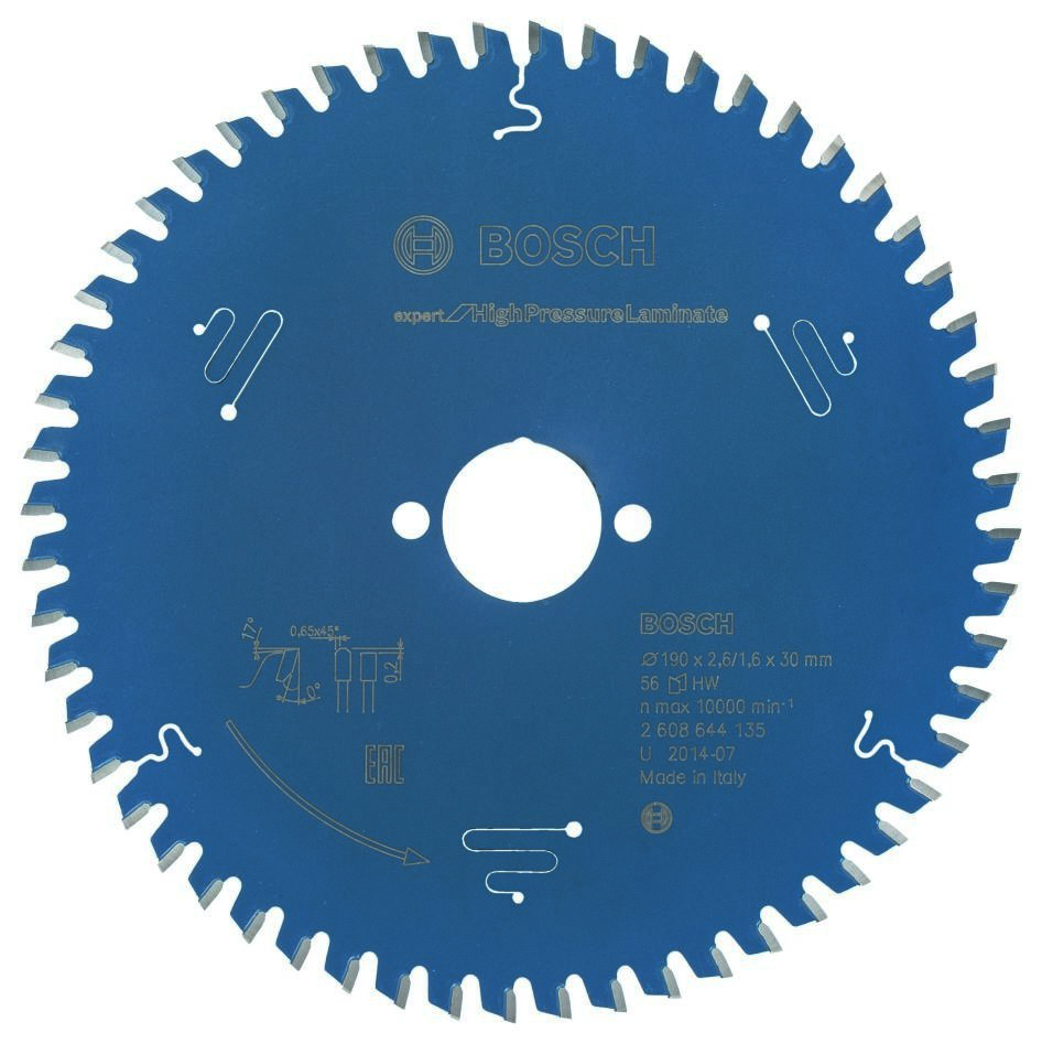 Bosch Professional Accesorios 2608644135 Hoja de sierra circular de metal duro Expert para laminado de alta presión 190 x 30 x 56 2608644135