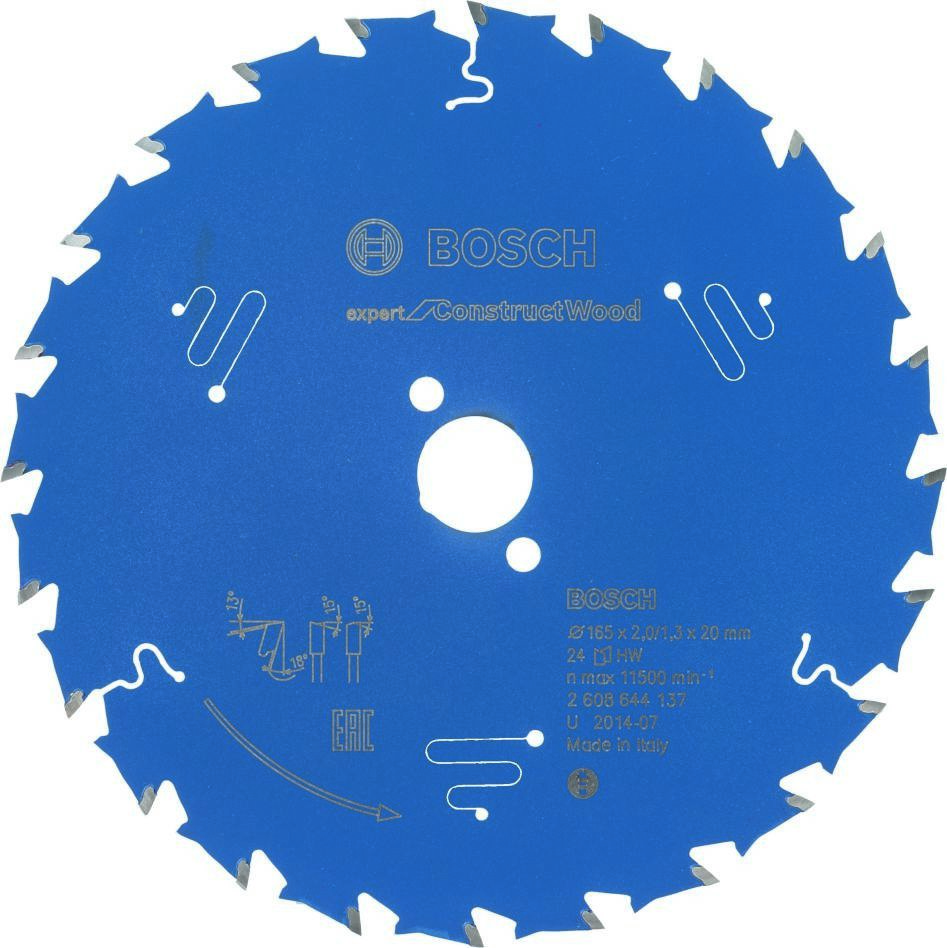 Bosch Professional Accesorios 2608644137 Hoja de sierra circular de metal duro Expert for Construct Wood 165 x 20 x 24T