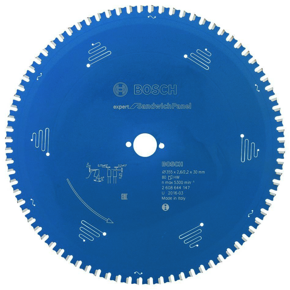 Bosch Professional Accesorios 2608644147 Sierra circular de metal duro Expert para panel sándwich 355 x 30 x 80T