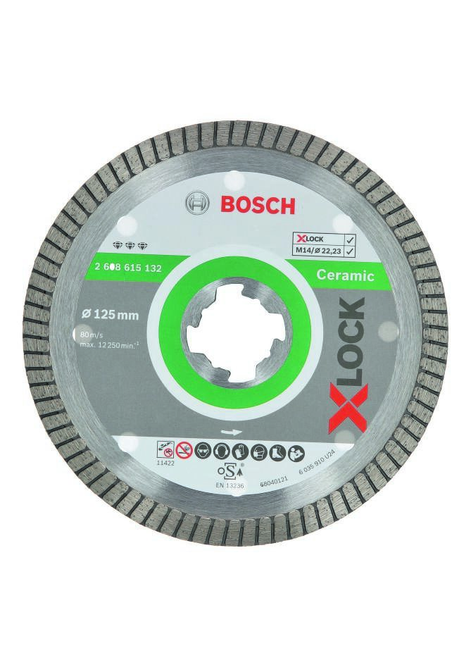 Bosch Professional Accesorios 2608615132 X-LOCK Disco de corte de diamante Mejor para Cerámica Clean Turbo 125 x 22,23 x 1,4 x 7 mm 2608615132