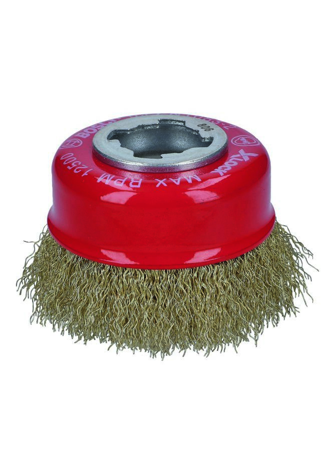 Bosch Professional Accesorios 2608620730 X-LOCK Cepillo de copa Clean for Metal 75 mm alambre ondulado latonado