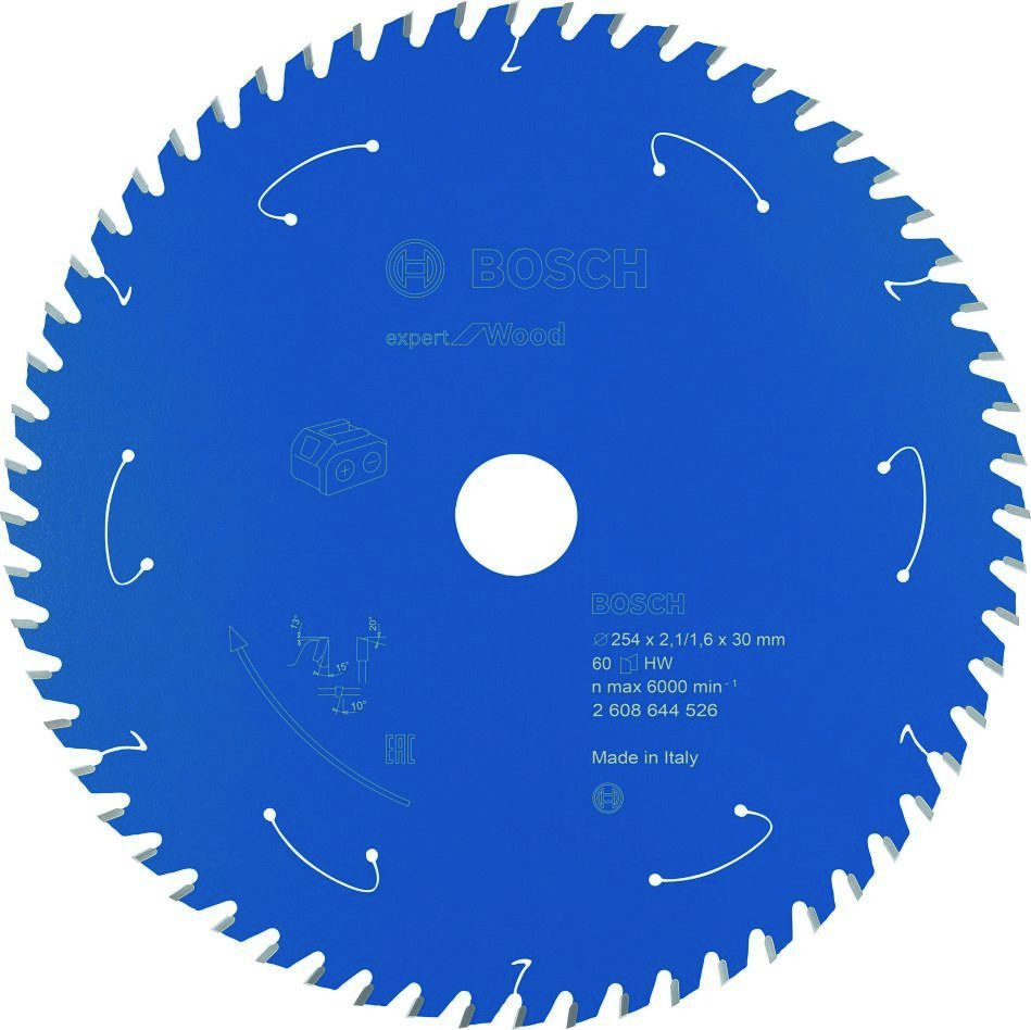 Bosch Professional Accesorios 2608644526 Hoja de sierra circular de metal duro Wood Expert para sierras sin cable 254 x 30 x T60