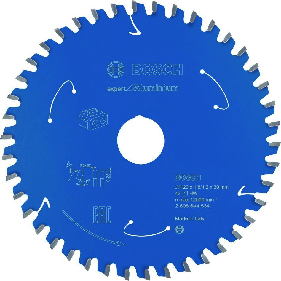 Bosch Professional Accesorios 2608644534 Hoja de sierra circular de metal duro Aluminio Expert para sierras sin cable 120 x 20 x T42