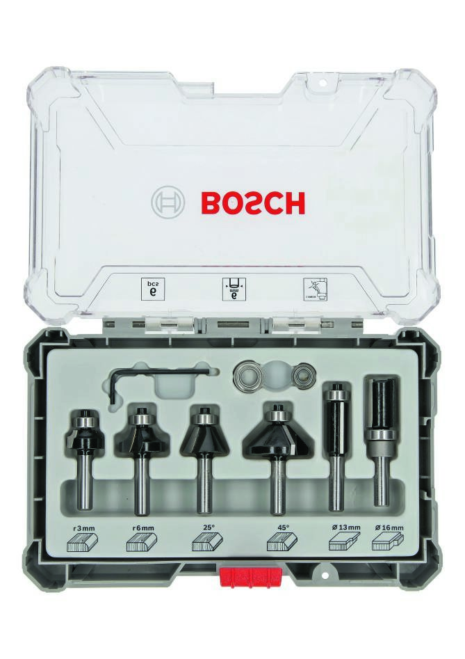 Bosch Professional Accesorios 2607017468 Juego de fresas de canto de 6 piezas con mango de 6 mm