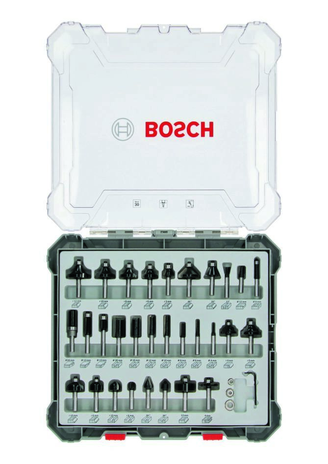 Bosch Professional Accesorios 2607017475 Juego de fresas mixtas de 30 piezas con mango de 8 mm
