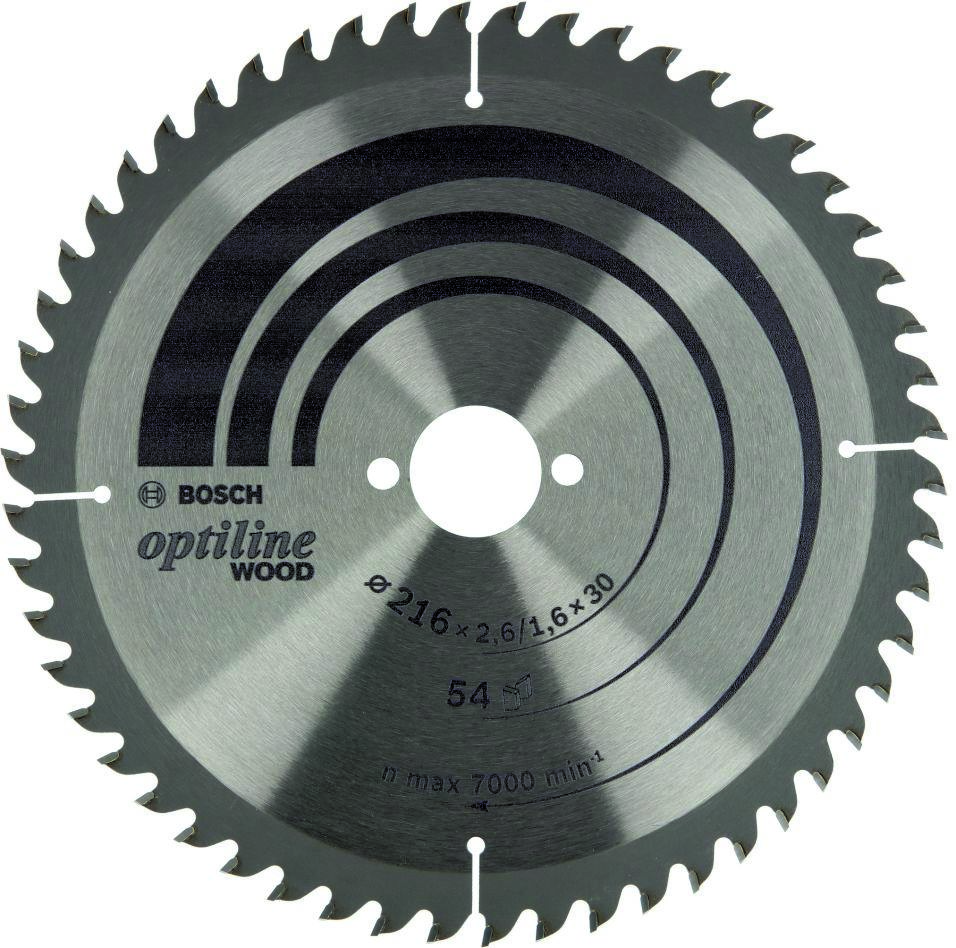 Bosch Professional Accesorios 2608838411 Optiline Wood Hoja de sierra circular 216 x 2,6 / 1,6 x 30 T54