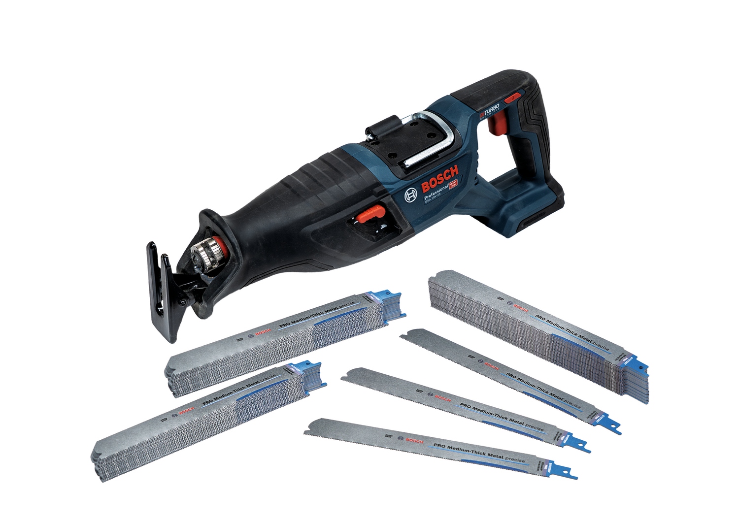Bosch Professional Accesorios 061599767U Sierra de sable GSA 18V-28 Accu + 75 hojas de sierra de sable PRO para metal de grosor medio sin batería ni cargador en caja
