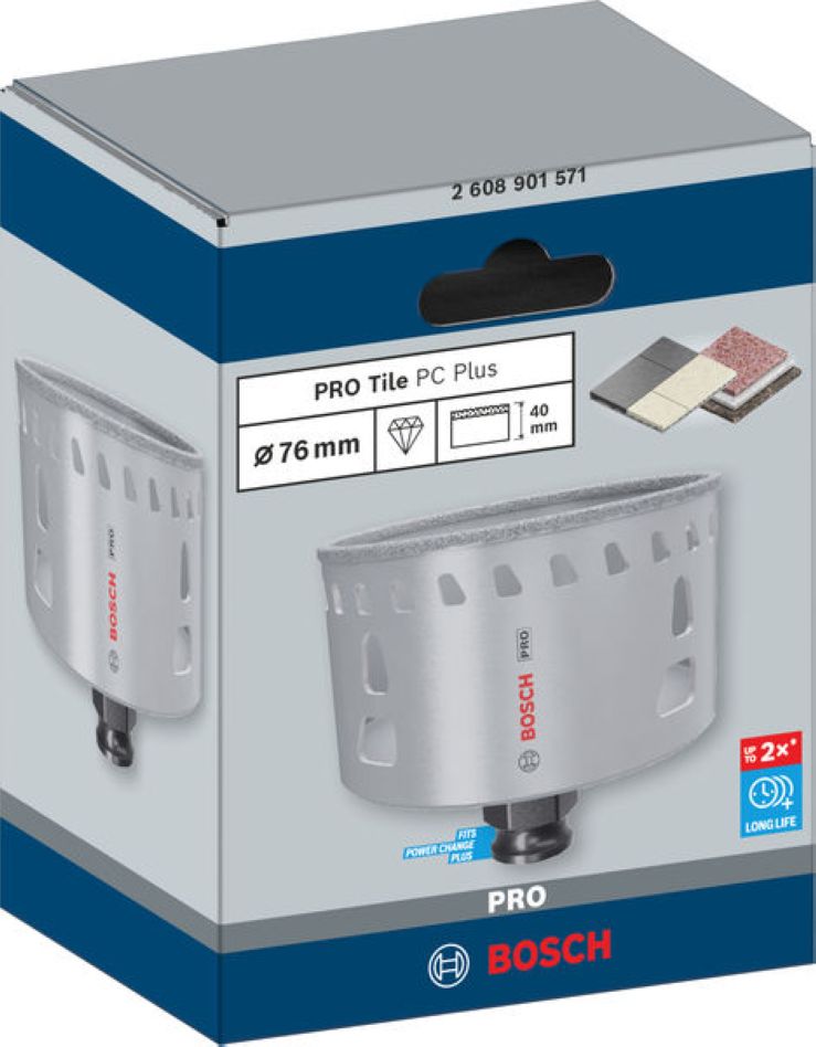 Bosch Professional Accesorios 2608901571 PRO Tile PC Plus sierra de diamante 76 mm