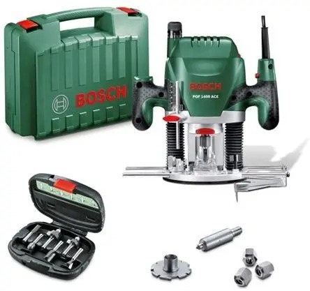 Bosch DIY 060326C801 POF 1400 ACE Router Juego de 6 fresas en maletín