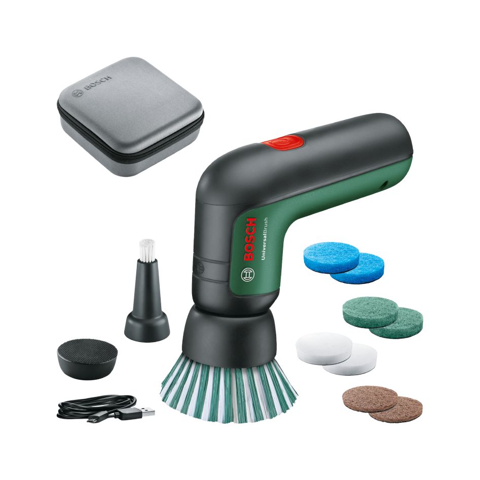 Bosch DIY 06033E0002 UniversalBrush Set de cepillos de limpieza a batería 3,6V 1,5 Ah y cargador Micro-USB