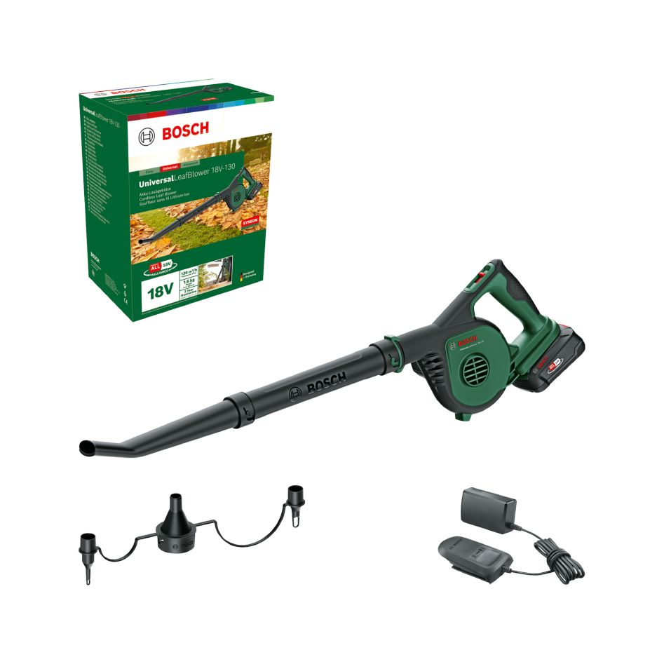 Bosch DIY 06008A0600 Soplador de hojas sin cable UniversalLeafBlower 18V-130 1x 2,5 Ah y cargador en caja