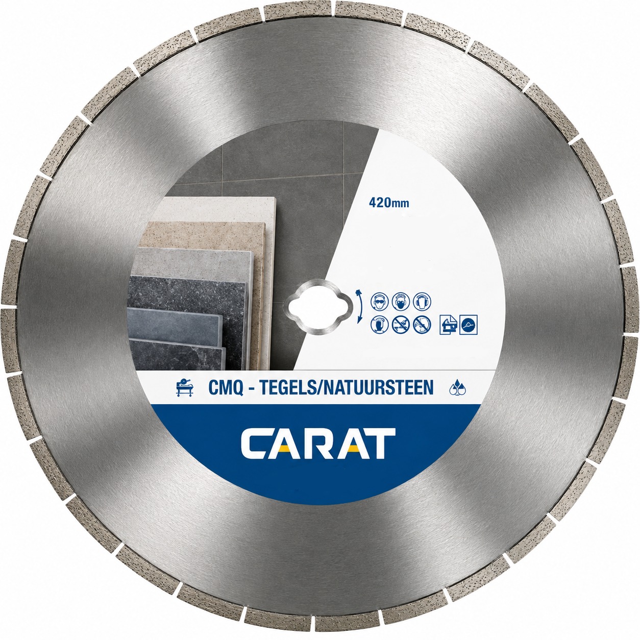 Carat CMQ4204000 Hoja de sierra de diamante para piedra natural y baldosas, &Oslash; 420 mm, con orificio especial para el eje, compatible con las mesas de corte iQ