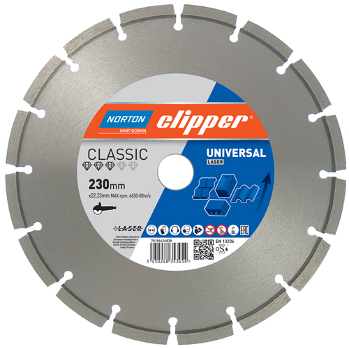 Norton Clipper 70184626836 Classic Universal Laser Hoja de sierra diamantada 150 x 22,23 mm