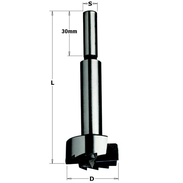 CMT 537.222.31 Broca forstner con mango cilíndrico, derecho 7/8''''.