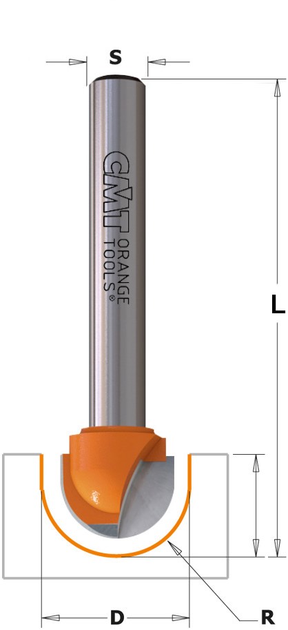 CMT 914.095.11 Fresa de radio convexo de 9,5 mm R=4,75 mango de 8 mm