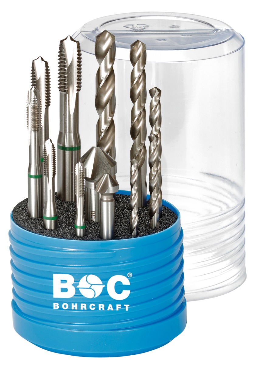 Bohrcraft 41631430012 Combi-Set Green Ring Juego de machos + brocas + avellanador M 4 - M 10