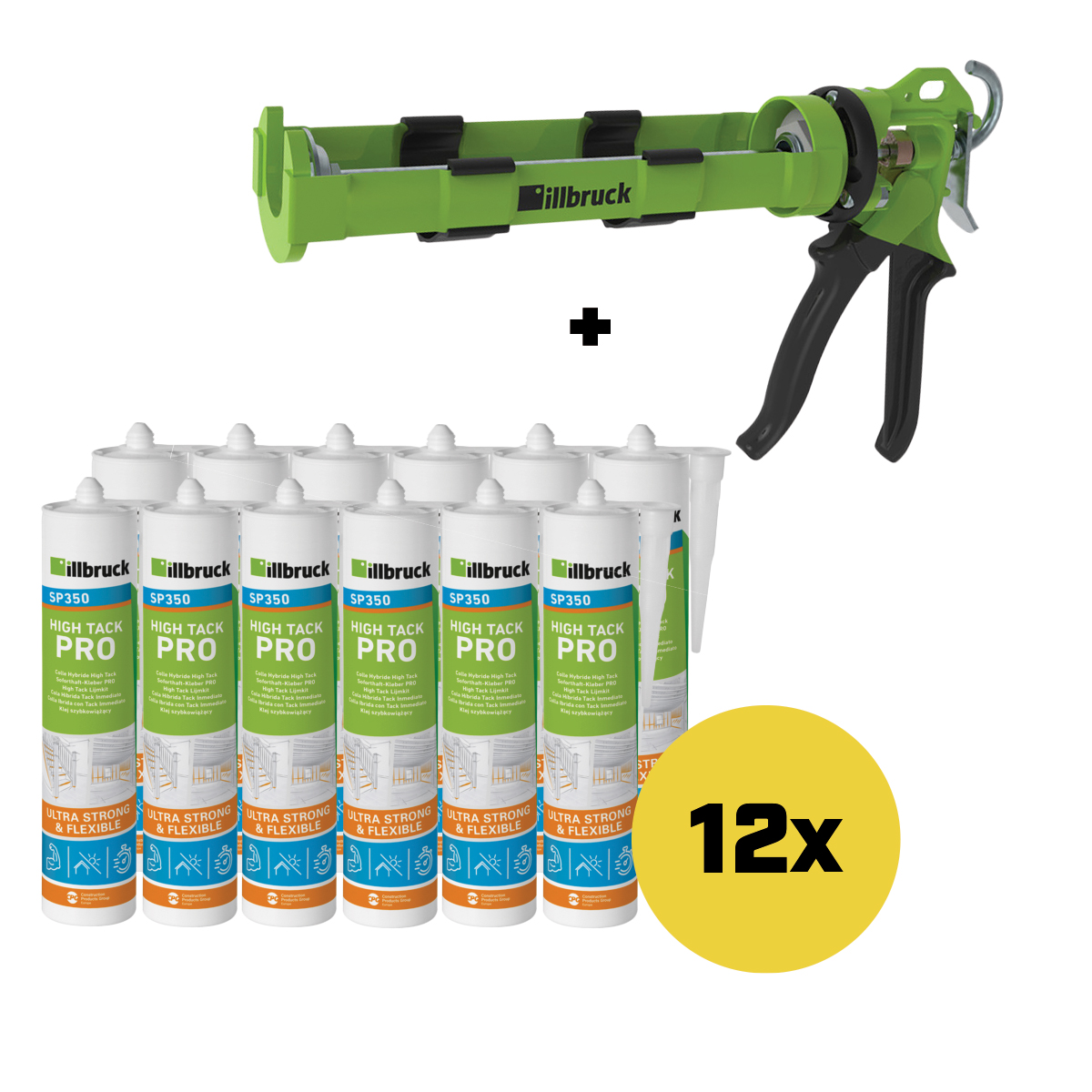 illbruck SP350SETZWART SP350 SET - 12 x SP350 High Tack Glue Putty Black + AA873 Glue Gun