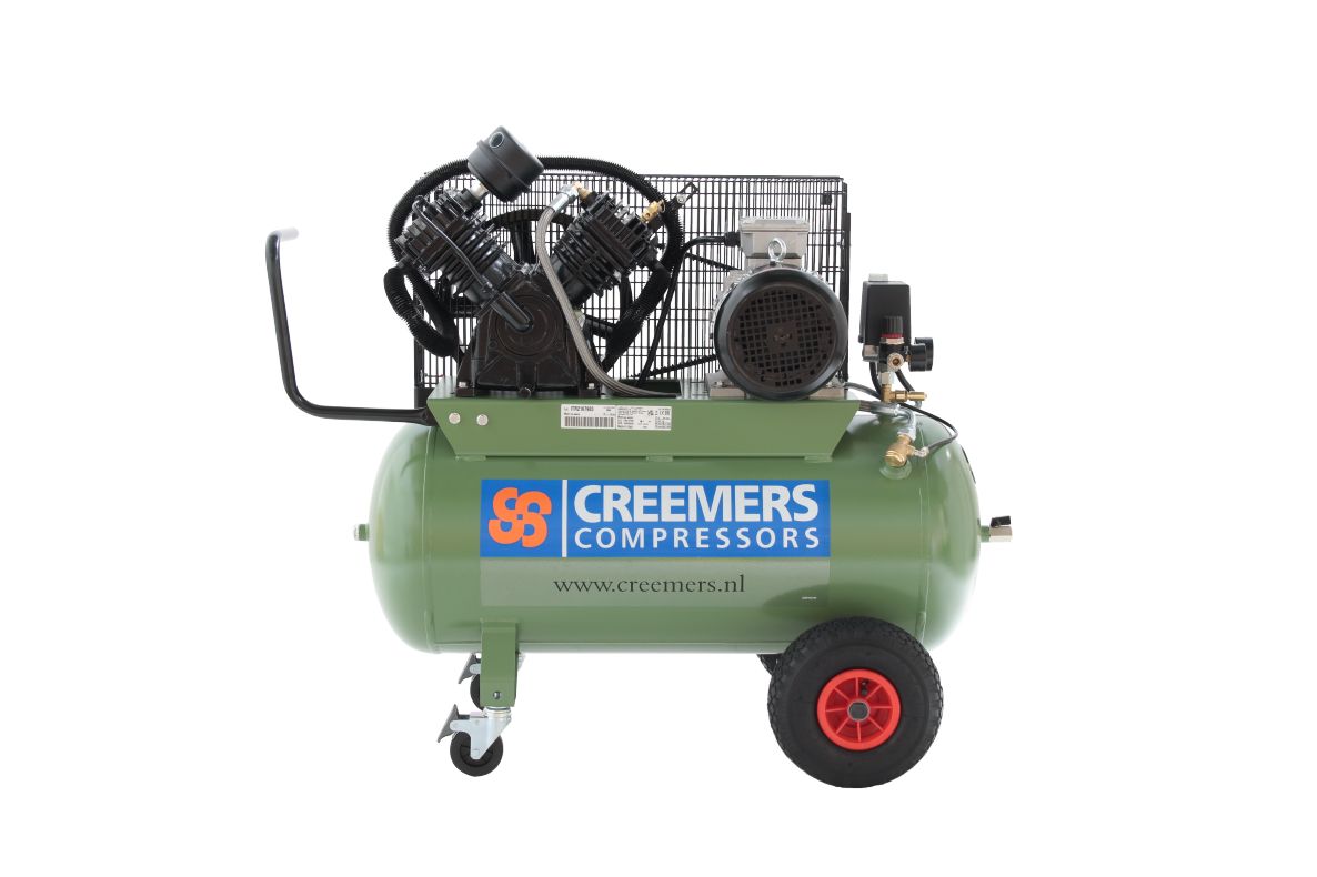 Creemers 1839039060 CSG 450/90K Compresor de pist&oacute;n m&oacute;vil para trabajos pesados 400 V 10 bar 3 CV/2,2 kW 290 l/min 90 l