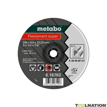 Metabo 616763000 Disco de amolar Ø 230x6,0x22,2 no ferroso Flexiamant super - 1