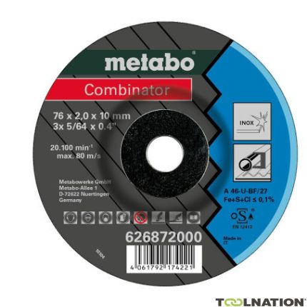Metabo Accesorios 626872000 Disco de corte Combinator Inox 76 x 2,5 x 10 mm 3 piezas - 1