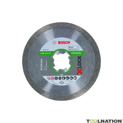 Bosch Professional Accesorios 2608615137 X-LOCK Disco de corte de diamante estándar para cerámica 115 x 22,23 x 1,6 x 7 mm - 1