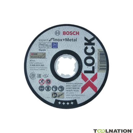 Bosch Professional Accesorios 2608619263 Disco de corte X-LOCK Expert para Inox + Metal 115 mm AS 60 T INOX BF - 1