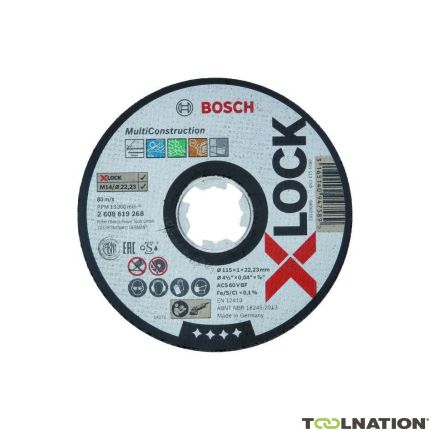 Bosch Professional Accesorios 2608619268 Disco de corte X-LOCK Multi Material 115 mm ACS 60 V BF - 1