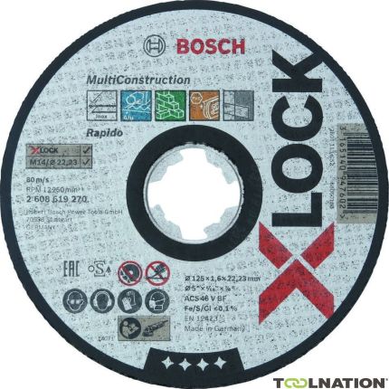 Bosch Professional Accesorios 2608619270 Disco de corte X-LOCK Multi Material 125 mm x 1,6 mm ACS 46 V BF - 1