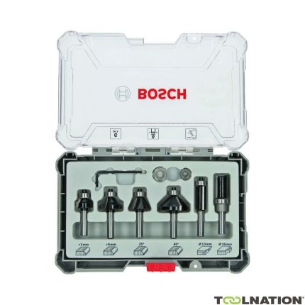 Bosch Professional Accesorios 2607017468 Juego de fresas de canto de 6 piezas con mango de 6 mm - 1