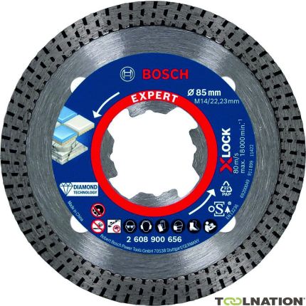 Bosch Professional Accesorios 2608900656 Disco de corte de diamante Expert HardCeramic X-LOCK 85 x 22,23 x 1,6 x 7 mm - 1