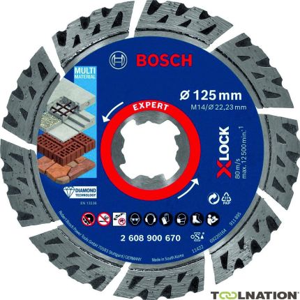Bosch Professional Accesorios 2608900670 Disco de corte diamantado Expert MultiMaterial X-LOCK 125 x 22,23 x 2,4 x 12 mm - 1