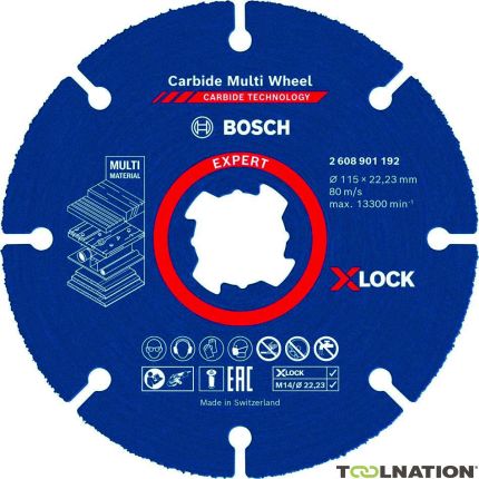 Bosch Professional Accesorios 2608901192 Expert Carbide Multi Wheel X-LOCK Disco de corte 115 mm, 22,23 mm - 1