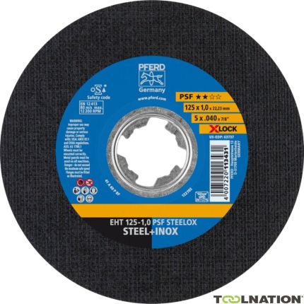 Pferd 69198289 Disco de corte EHT 125x1,0 mm X-LOCK recto línea universal PSF STEELOX para acero/acero precioso 10 piezas - 1