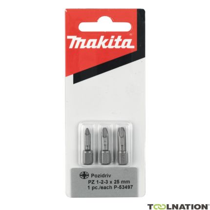 Makita P-53497 Juego de puntas de destornillador de torsión de 3 piezas Pozidrive - 1
