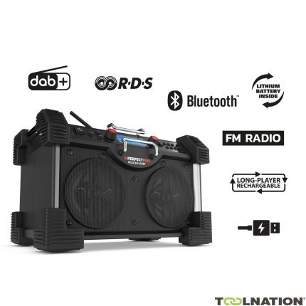 PerfectPro RH3 RockHart BT Radio de construcción DAB+ y Bluetooth Red de 230 voltios o batería - 5