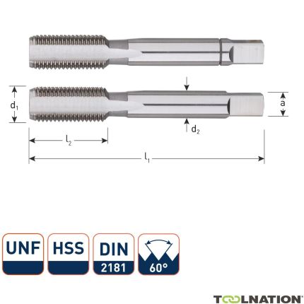 Rotec 308.0028 Juego de roscado manual HSS 2 piezas DIN 2181 UNF 3/4-16 - 1
