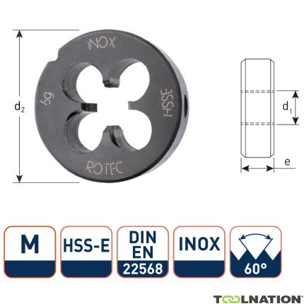 Rotec 360.1600B HSSE/INOX Placa de corte redonda DIN 223 Métrica M16x2.0 - 1